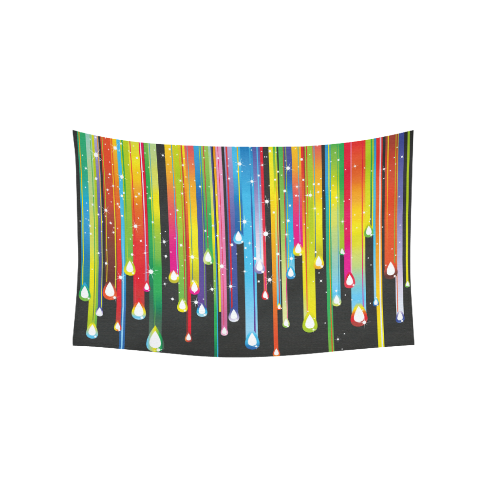 Colorful Stripes and Drops Cotton Linen Wall Tapestry 60"x 40"