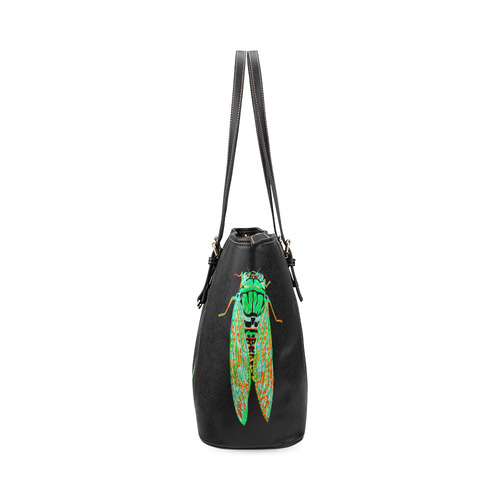 cicada inverted leather tote bag Leather Tote Bag/Large (Model 1640)