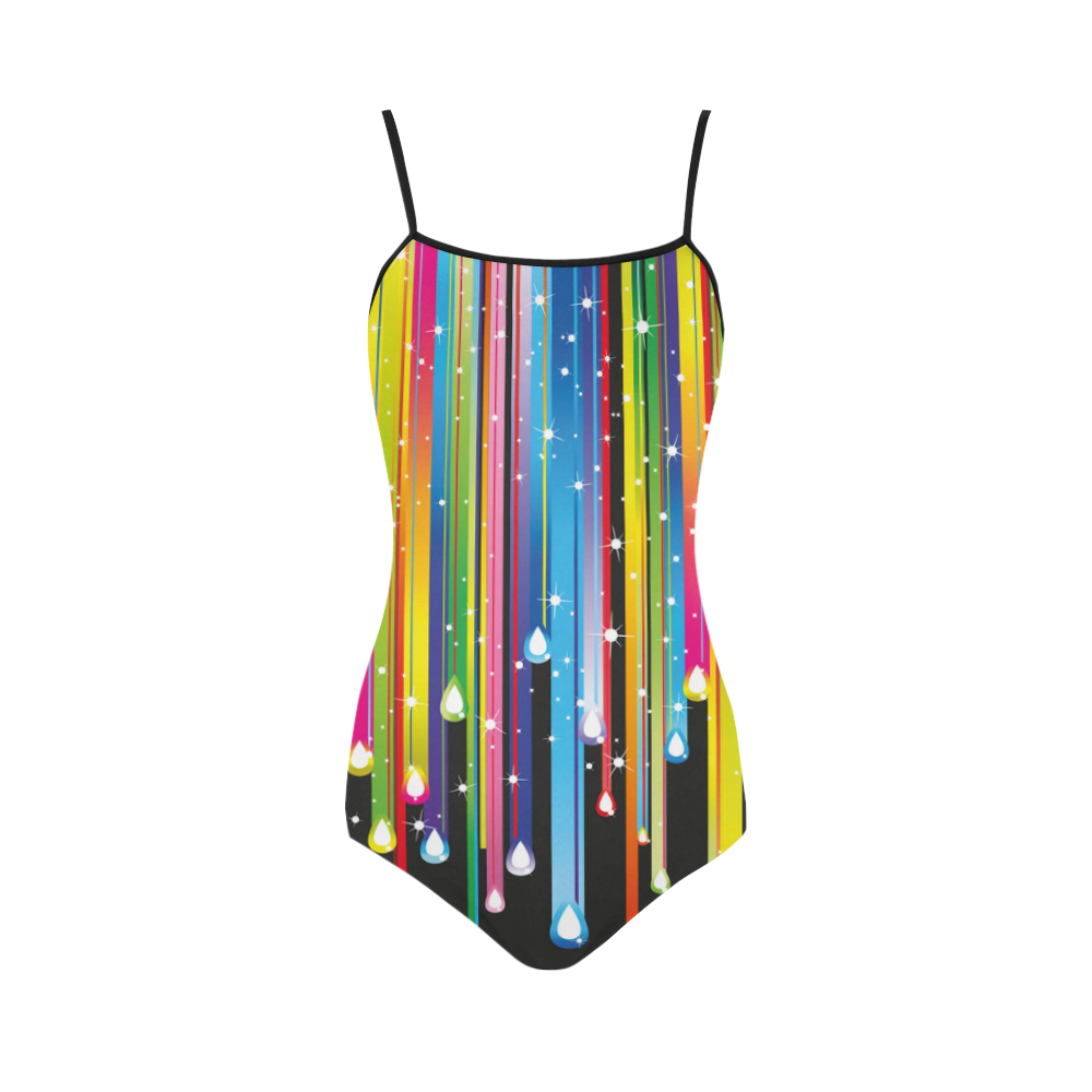 Colorful Stripes and Drops Strap Swimsuit ( Model S05)