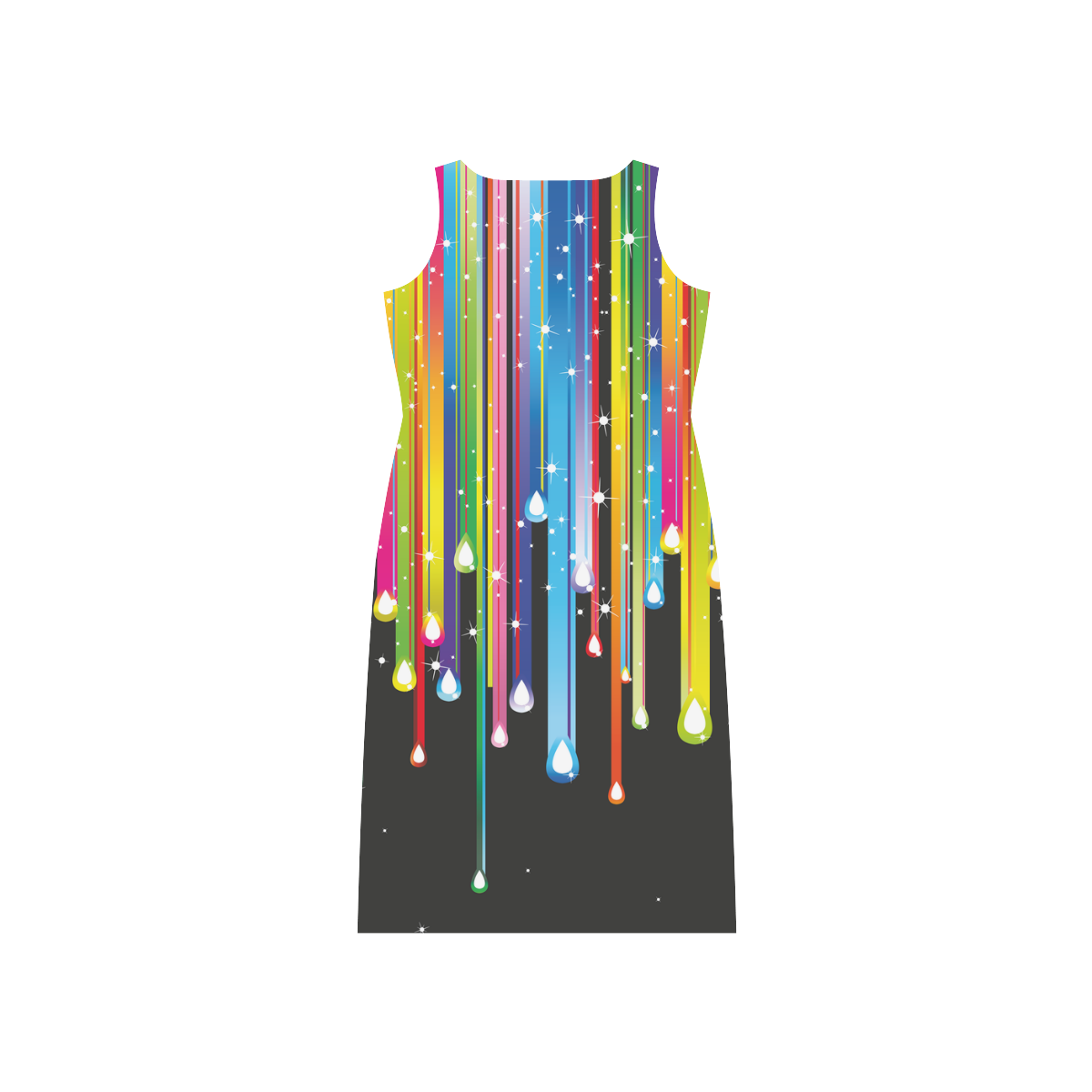 Colorful Stripes and Drops Phaedra Sleeveless Open Fork Long Dress (Model D08)