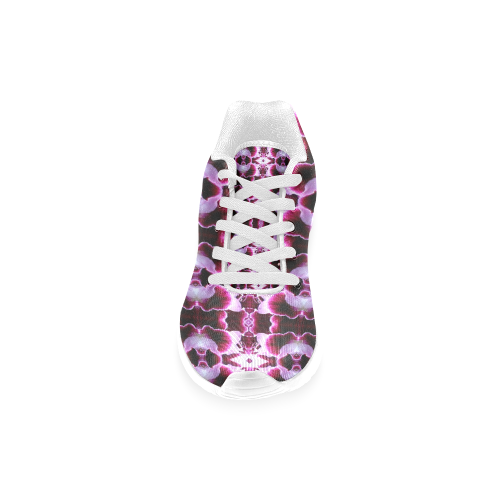 Purple White Flower Abstract Pattern Women’s Running Shoes (Model 020)