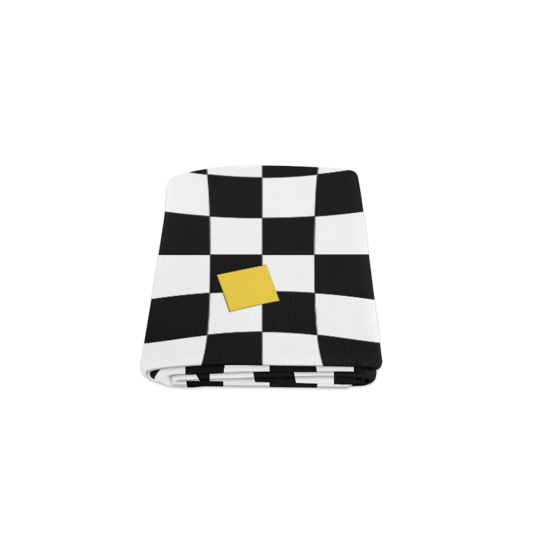 Dropout Yellow Black and White Distorted Check Blanket 40"x50"