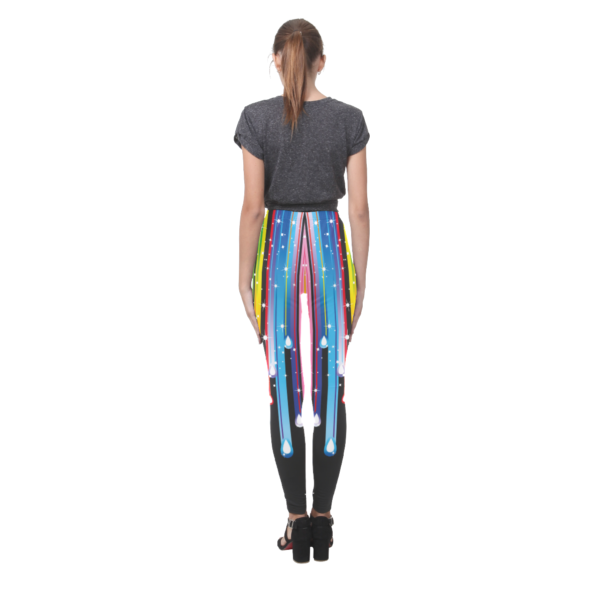 Colorful Stripes and Drops Cassandra Women's Leggings (Model L01)