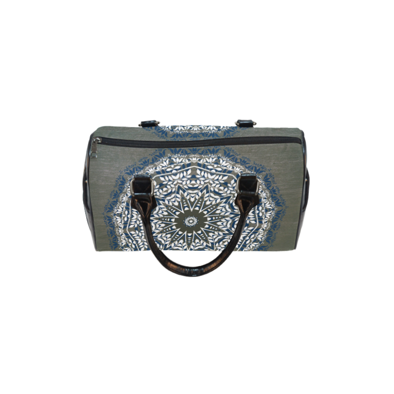Blue, grey and white mandala Boston Handbag (Model 1621)