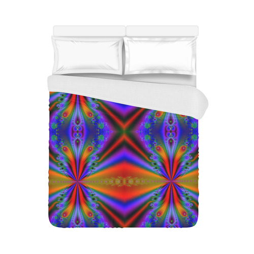 Peacock Feathers at Sunset Fractal Abstract Duvet Cover 86"x70" ( All-over-print)