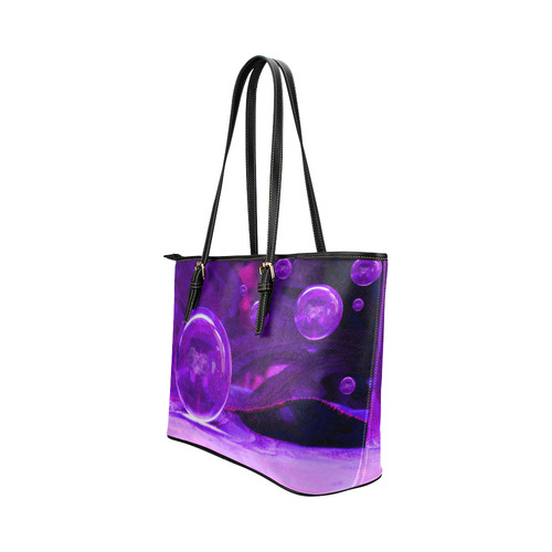 Purple Dreams Abstract by ArtformDesigns Leather Tote Bag/Small (Model 1651)