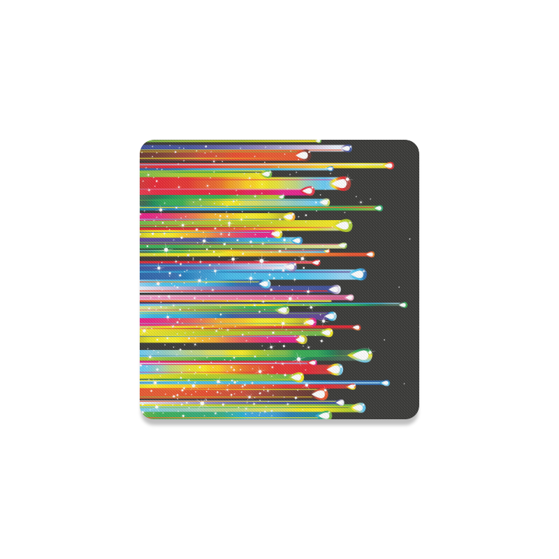 Colorful Stripes and Drops Square Coaster