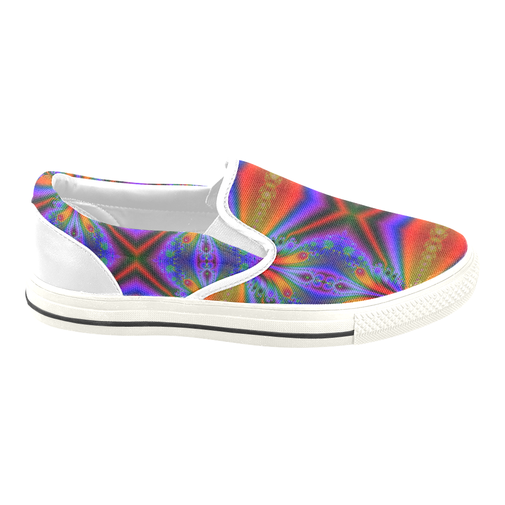 Peacock Feathers at Sunset Fractal Abstract Men's Unusual Slip-on Canvas Shoes (Model 019)