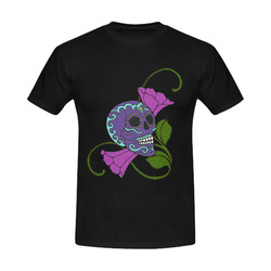 Día De Los Muertos Skull Flowers Men's Slim Fit T-shirt (Model T13)