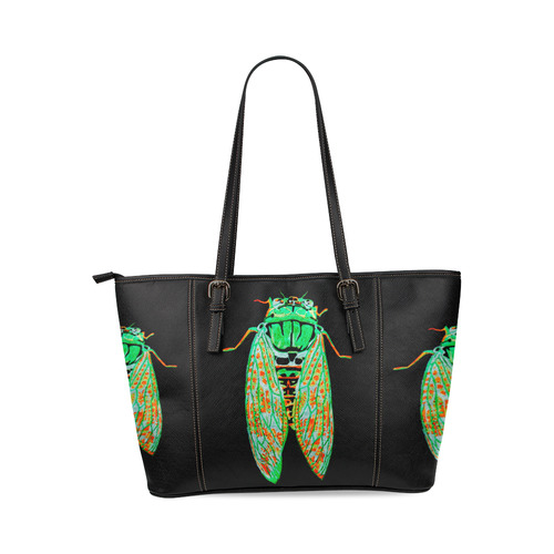 cicada inverted leather tote bag Leather Tote Bag/Small (Model 1640)