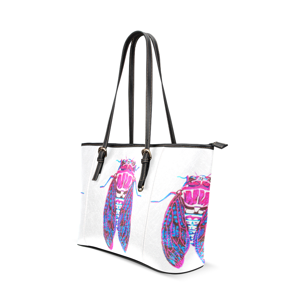 cicada leather tote bag Leather Tote Bag/Small (Model 1640)