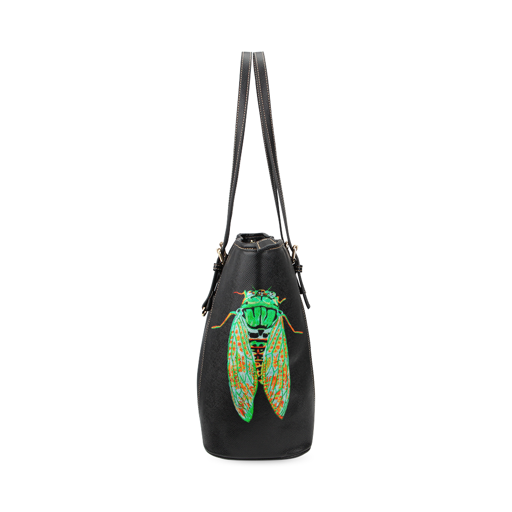 cicada inverted leather tote bag Leather Tote Bag/Small (Model 1640)
