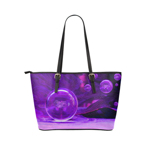 Purple Dreams Abstract by ArtformDesigns Leather Tote Bag/Small (Model 1651)