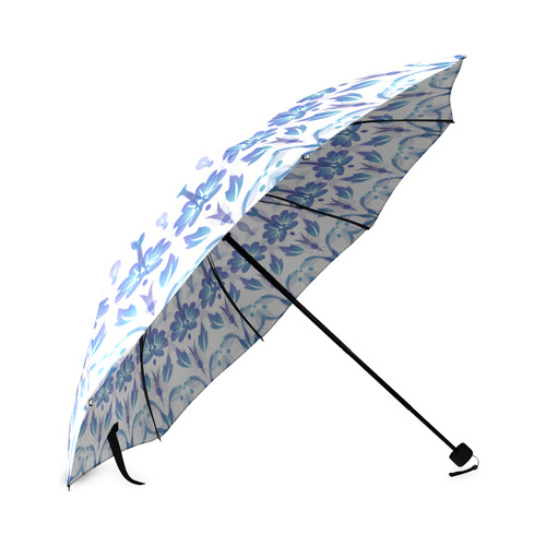 Floral Mandala Blue Purple White Foldable Umbrella (Model U01)