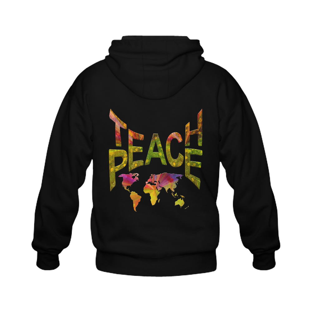 Teach Peace Gildan Full Zip Hooded Sweatshirt (Model H02)