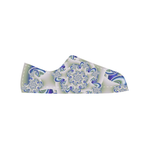 Frosted Blue Brago Mitchell Fractal Abstract Women's Classic Canvas Shoes (Model 018)