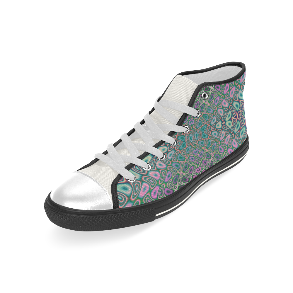 Multicolored Hologram Butterfly Fractal Abstract Men’s Classic High Top Canvas Shoes (Model 017)