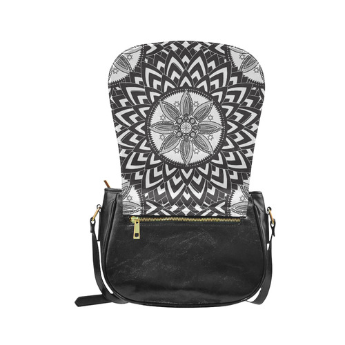 Black and white mandala Classic Saddle Bag/Small (Model 1648)