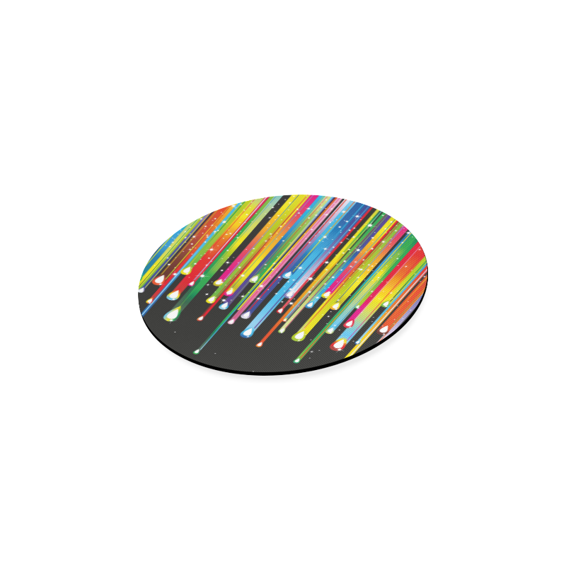 Colorful Stripes and Drops Round Coaster