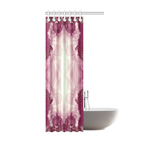 Maroon and White Lace Fractal Abstract Shower Curtain 36"x72"