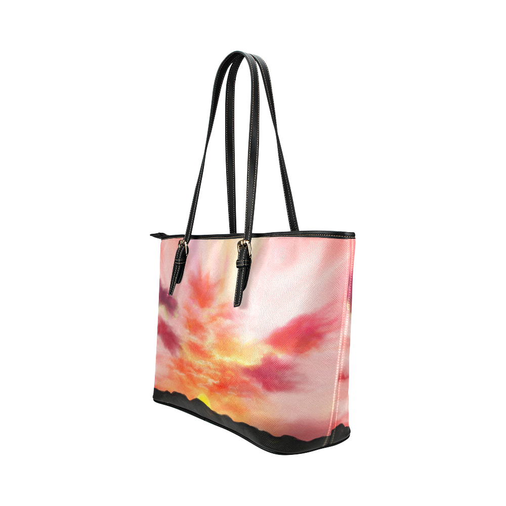 Sunset Delight by ArtformDesigns Leather Tote Bag/Small (Model 1651)