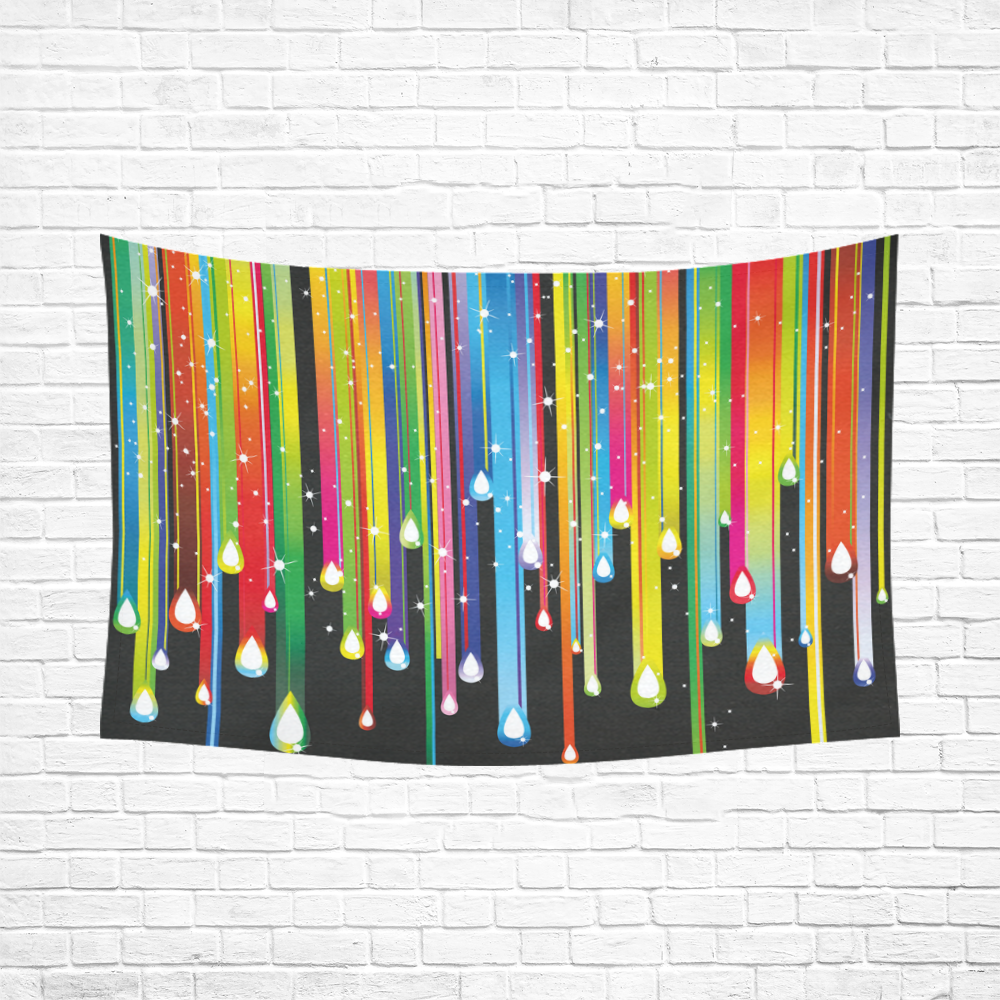 Colorful Stripes and Drops Cotton Linen Wall Tapestry 90"x 60"