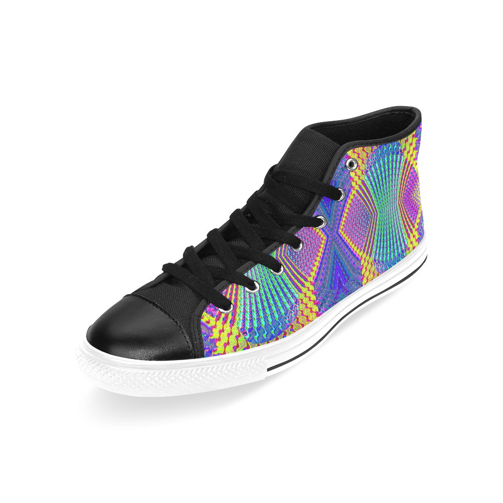 Multicolored Olympic Torches Fractal Abstract Men’s Classic High Top Canvas Shoes /Large Size (Model 017)
