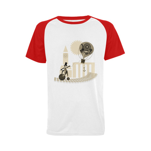 Sepia Steampunk Men's Raglan T-shirt Big Size (USA Size) (Model T11)