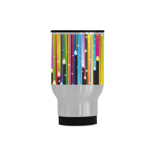 Colorful Stripes and Drops Travel Mug (Silver) (14 Oz)