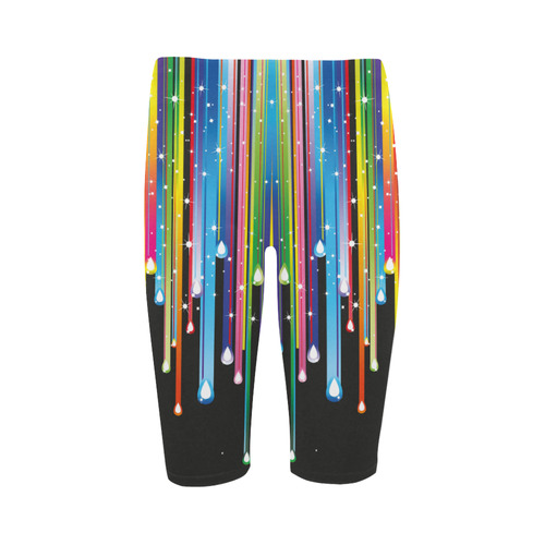 Colorful Stripes and Drops Hestia Cropped Leggings (Model L03)