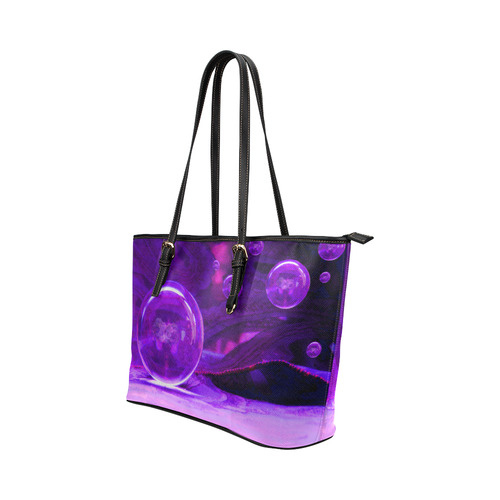 Purple Dreams Abstract by ArtformDesigns Leather Tote Bag/Large (Model 1651)