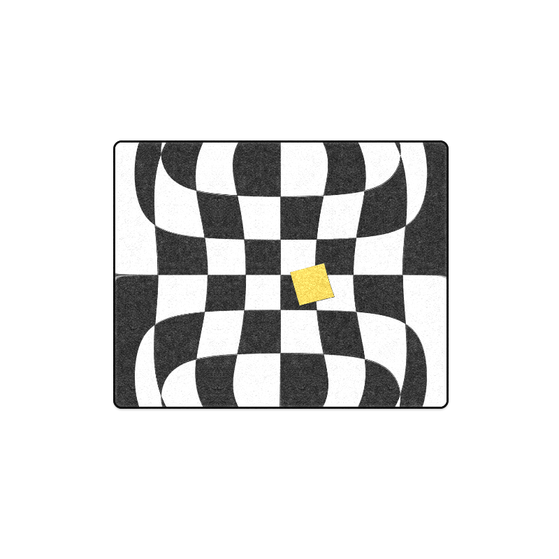 Dropout Yellow Black and White Distorted Check Blanket 40"x50"