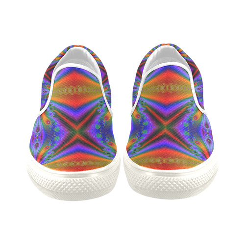 Peacock Feathers at Sunset Fractal Abstract Men's Unusual Slip-on Canvas Shoes (Model 019)