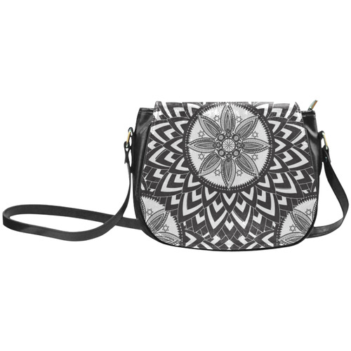 Black and white mandala Classic Saddle Bag/Small (Model 1648)