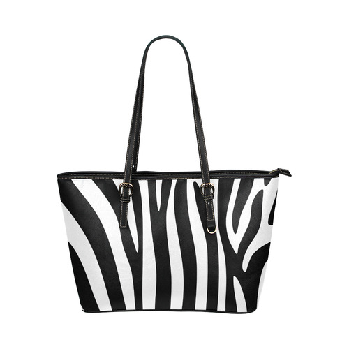 Zebra Leather Tote Bag/Small (Model 1651)