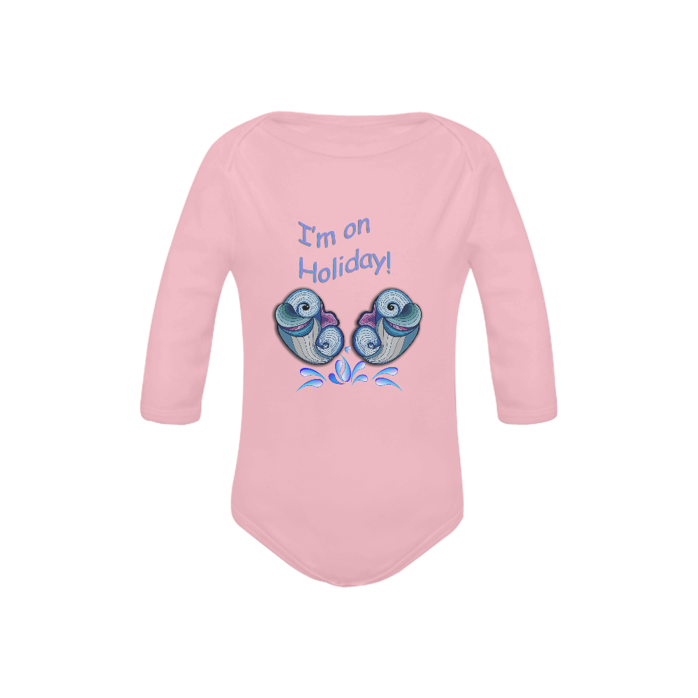 Baby dolphins on holliday Baby Powder Organic Long Sleeve One Piece (Model T27)