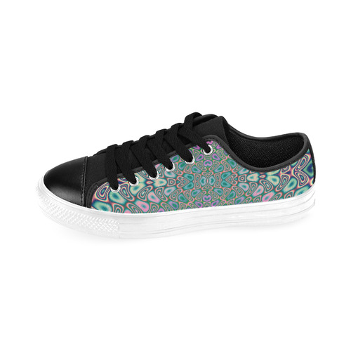 Multicolored Hologram Butterfly Fractal Abstract Men's Classic Canvas Shoes/Large Size (Model 018)