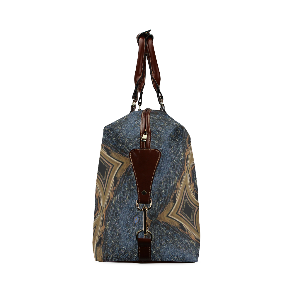 Denim & Leather Flower Classic Travel Bag (Model 1643)