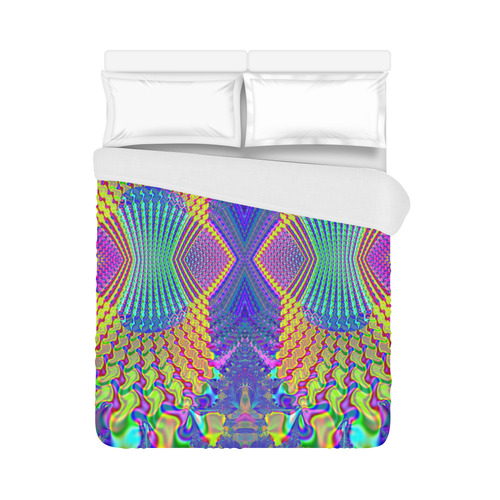 Multicolored Olympic Torches Fractal Abstract Duvet Cover 86"x70" ( All-over-print)