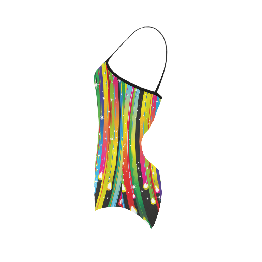 Colorful Stripes and Drops Strap Swimsuit ( Model S05)