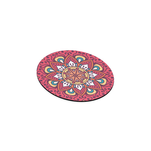 Red Bohemian Mandala Design Round Coaster