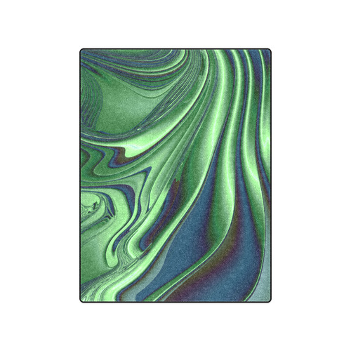 Blue Green Beautiful Satin Waves Fractal Art Blanket 50"x60"