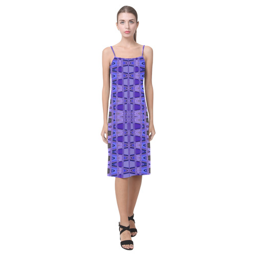 Blue Black Abstract Pattern Alcestis Slip Dress (Model D05)