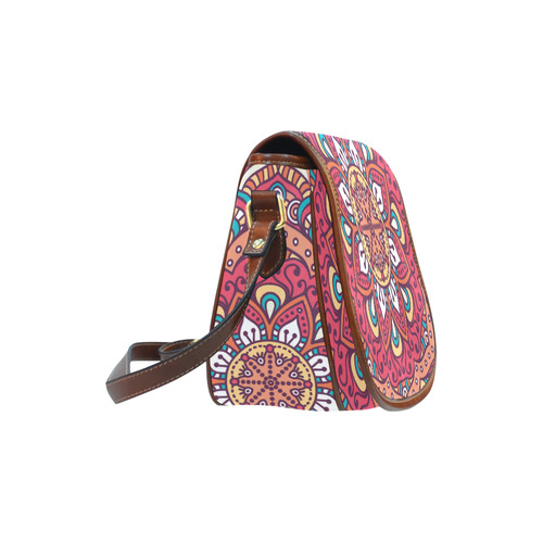 Red Bohemian Mandala Design Saddle Bag/Small (Model 1649) Full Customization