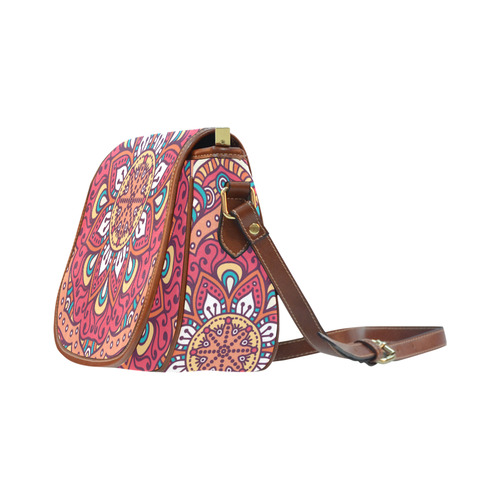 Red Bohemian Mandala Design Saddle Bag/Small (Model 1649) Full Customization