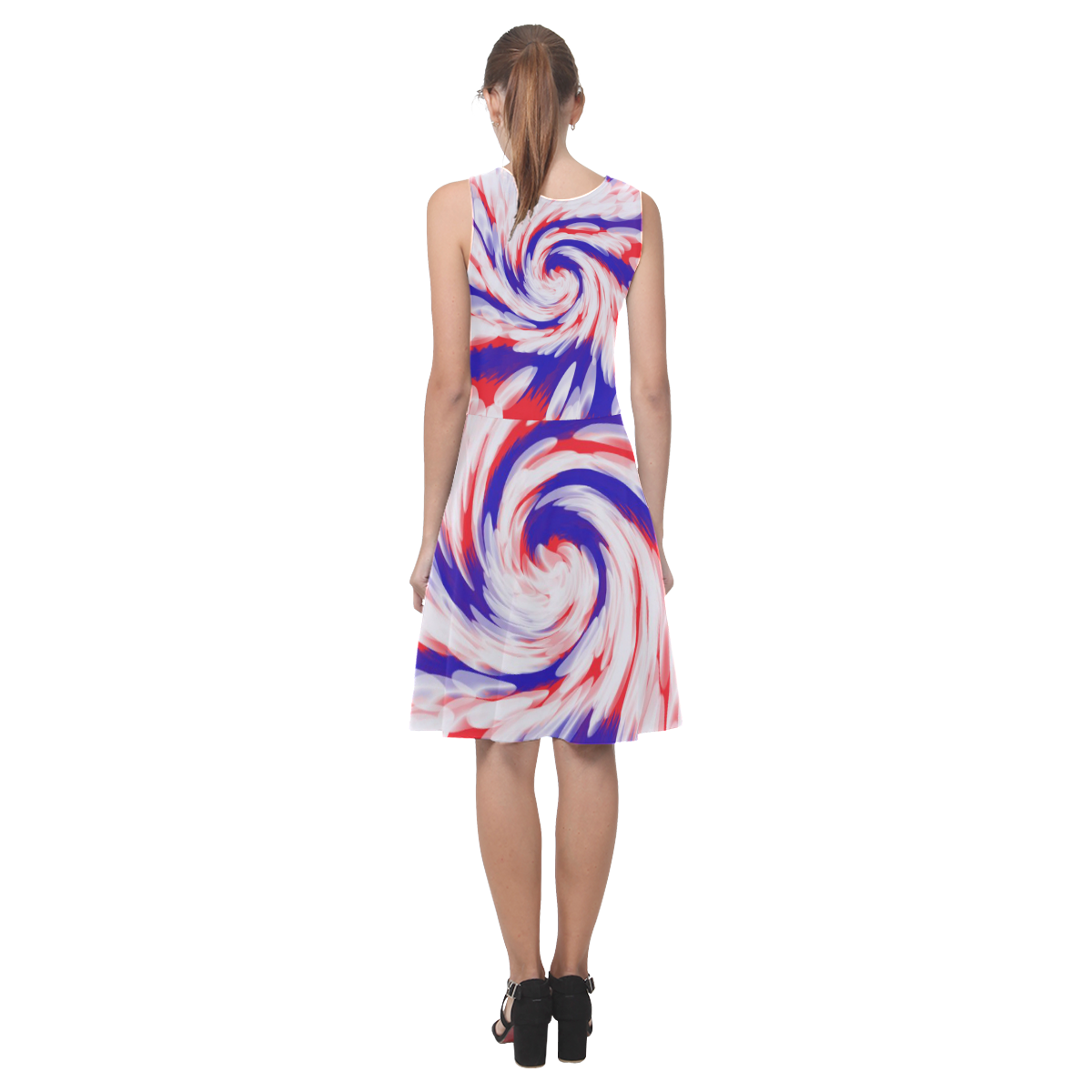 Red White Blue USA Patriotic Abstract Atalanta Casual Sundress(Model D04)