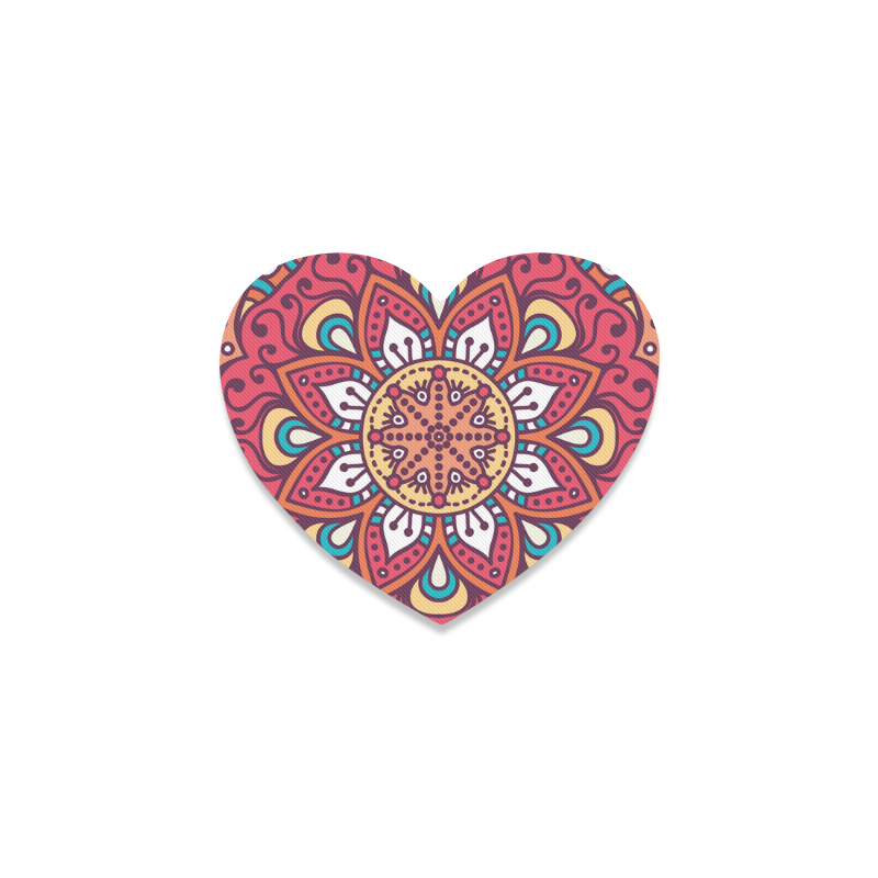 Red Bohemian Mandala Design Heart Coaster