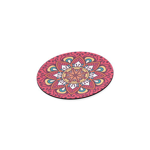 Red Bohemian Mandala Design Round Coaster