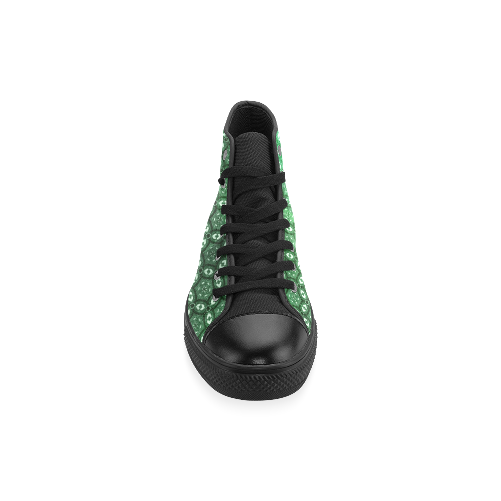 Green Abstract Forest Men’s Classic High Top Canvas Shoes /Large Size (Model 017)