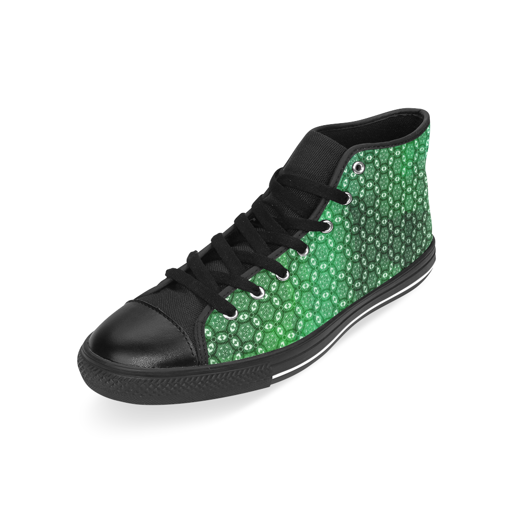Green Abstract Forest Men’s Classic High Top Canvas Shoes /Large Size (Model 017)
